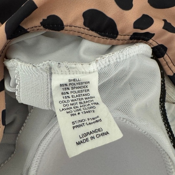 Women’s brown leopard print ruffle one piece swimsuit size Large 10 12 - Picture 3 of 4